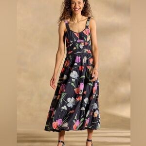 Sundance Cotton Silk Austen Tiered Floral Maxi Midi Dress Flowy Boho Beach
